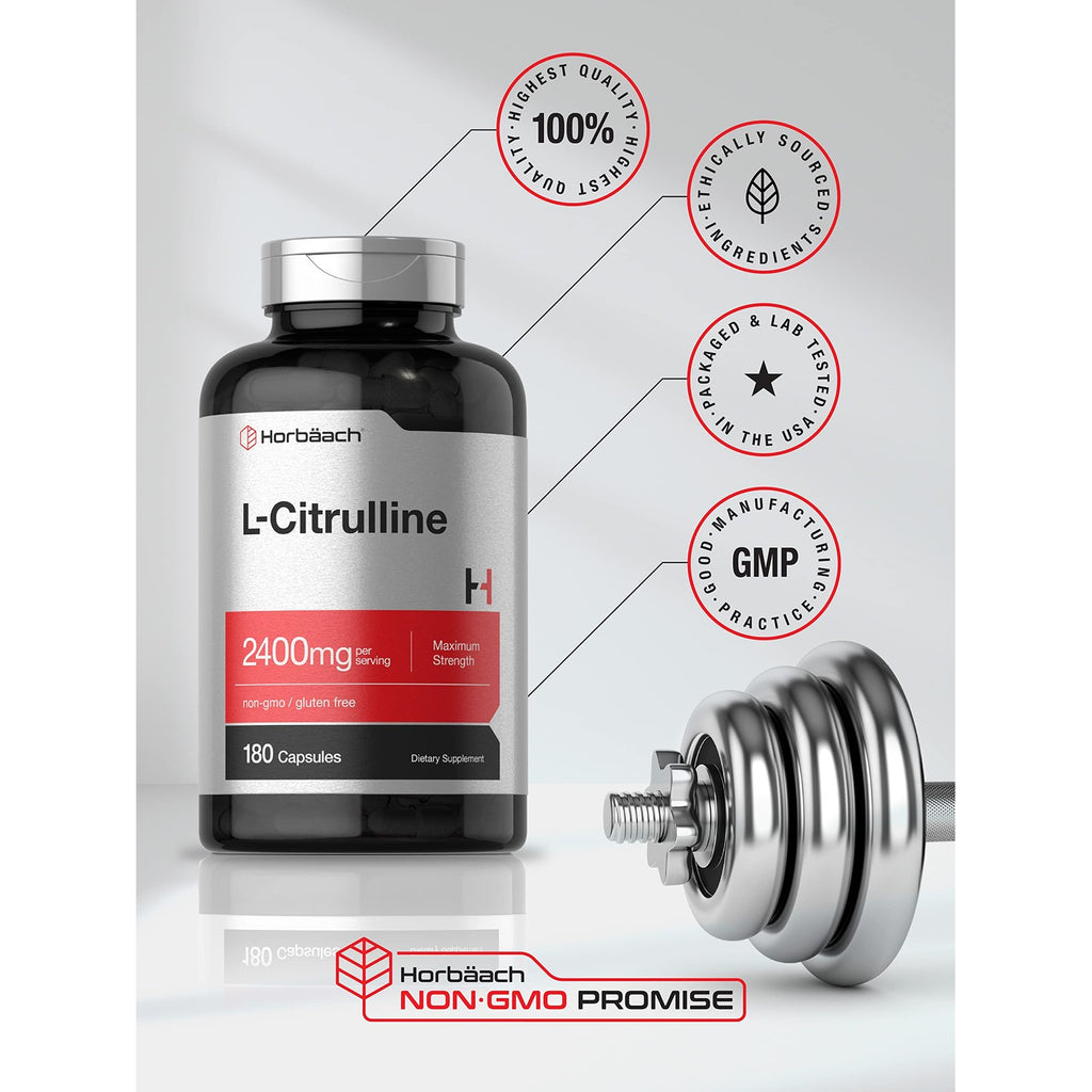 Horbaach L Citrulline Supplement for Men and Women | 2400 mg | 180 Capsules
