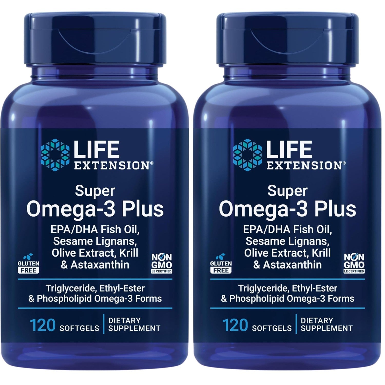 Life Extension Super Omega-3 Plus EPA/DHA Fish Oil, Sesame Lignans, Olive Extract, Krill & Astaxanthin - Heart, Brain & Joint Health Support - Gluten-Free, Non-GMO - 120 Softgels
