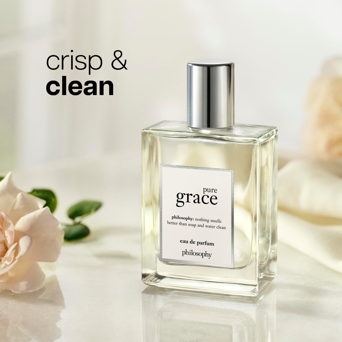 philosophy pure grace eau de parfum - crisp & clean women's perfume - with notes of water lily, leafy greens & musk - long lasting fragrance - 2 fl oz