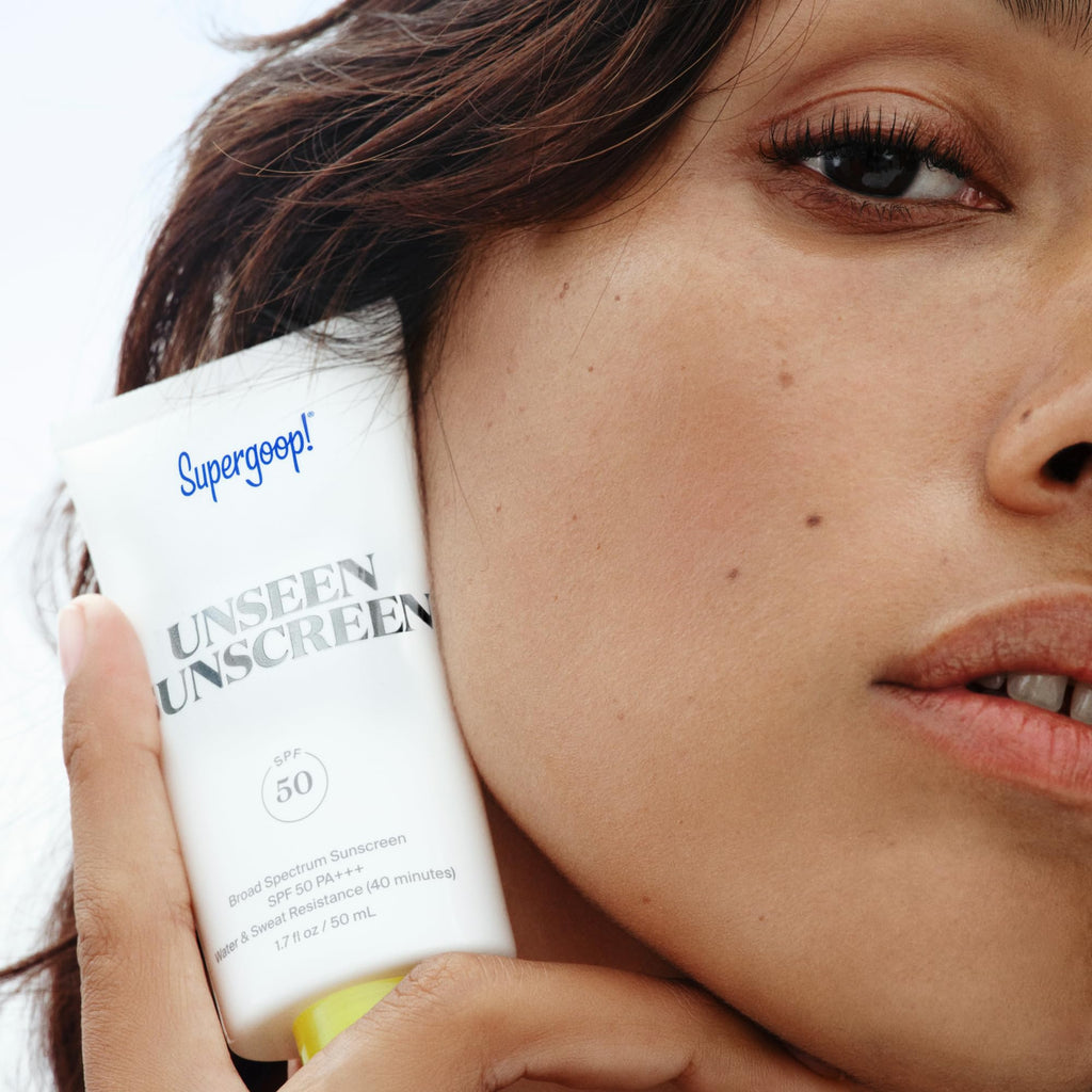 Supergoop! Unseen Sunscreen - SPF 50 - Clear & Invisible Face Sunscreen + Broad Spectrum + Makeup-Gripping Primer - Weightless, Scentless, Oil Free