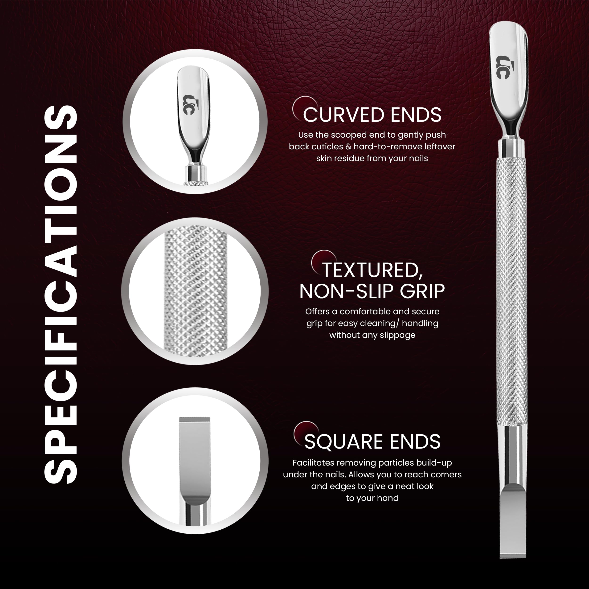 Utopia Care Cuticle Pusher Tool & Spoon Nail Cleaner | Professional Stainless Steel Cuticle Remover & Cutter, Durable Manicure & Pedicure Tool for Finger & Toenails