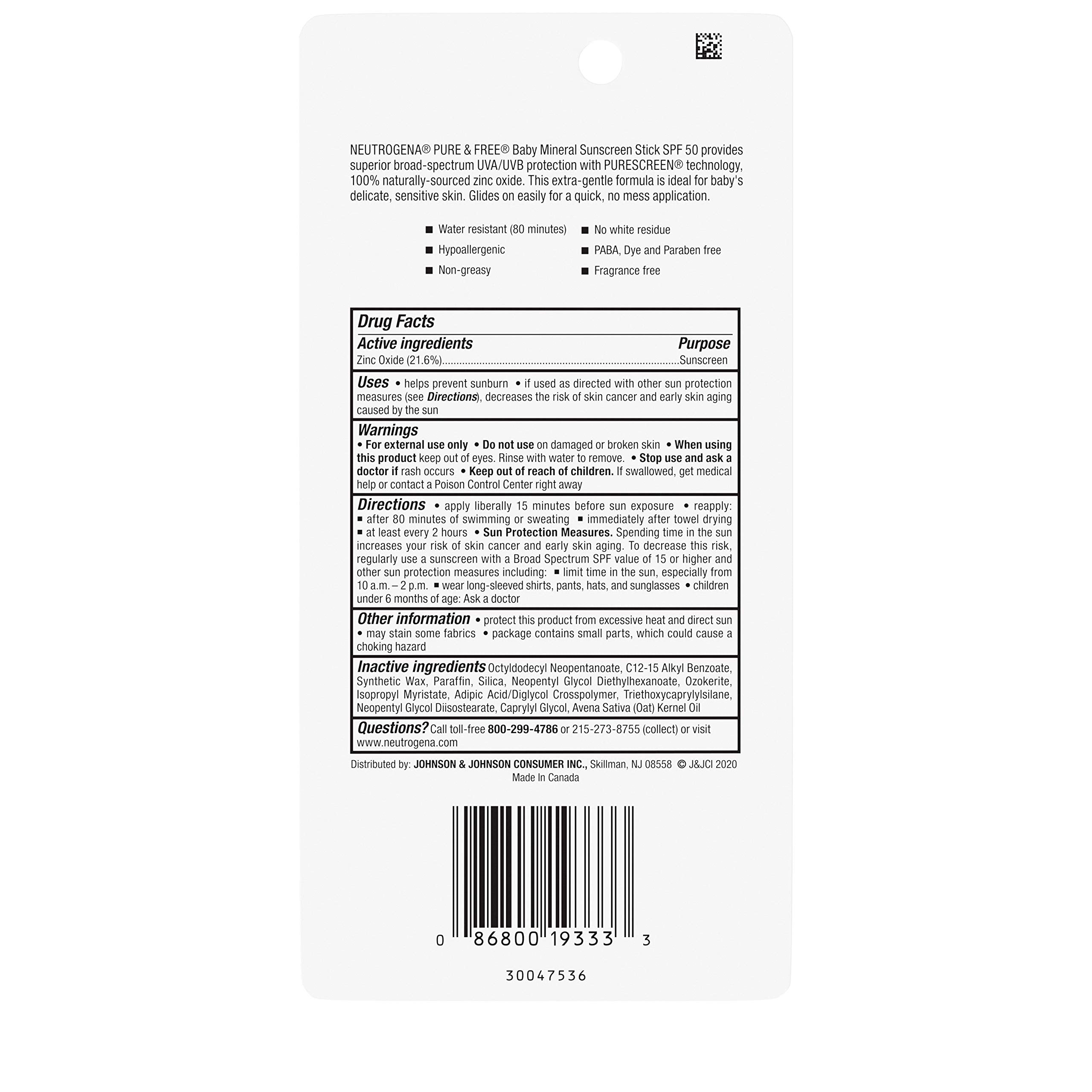 Buy now Neutrogena Pure & Free Baby Mineral Sunscreen Stick with Broad Spectrum SPF 50 & Zinc Oxide, Water-Resistant, Hypoallergenic, Paraben-, Dye- & PABA-Free Baby Face & Body Sunscreen, 0.47 oz at indiglob india