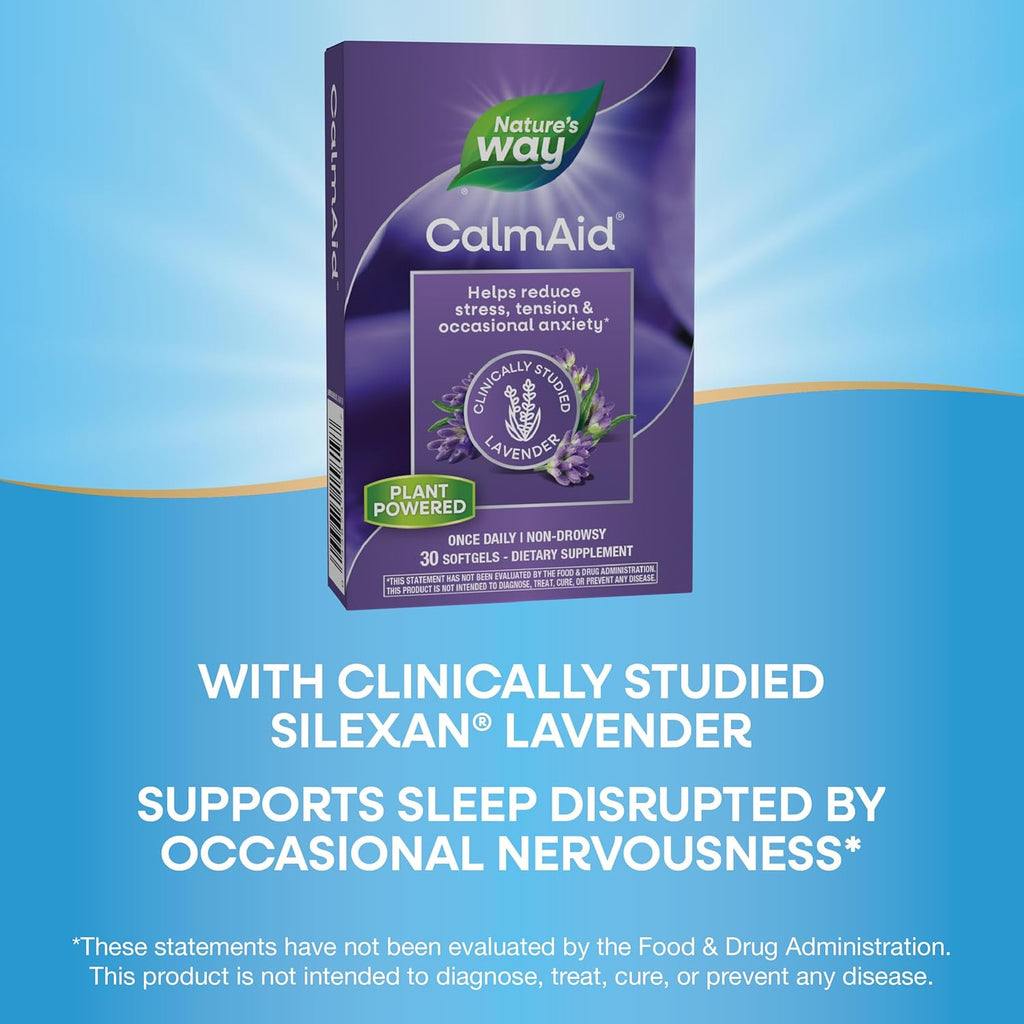 Buy now Nature's Way CalmAid, Helps Manage Stress and Tension*, Clinically Studied Lavender, Non-Drowsy, 30 Softgels at indiglob india
