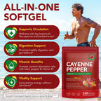 FANSHI Cayenne Pepper Softgels Supplement, 2 PCS, 240 Capsules | 12-in-1 Serving with Vitamins D3, K2 & E, Supports Healthy Circulation & Daily Energy, Features Hawthorn, Beetroot & Turmeric