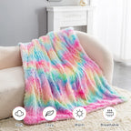 Buy now BOBOR Faux Fur Throw Blanket, Tie Dye Rainbow Sherpa Fleece Fluffy Blanket for Girls, Super Soft Fuzzy Plush Cozy Lightweight Decorative Blankets for Couch Sofa Bed (Rainbow, 59"x79") at indiglob india