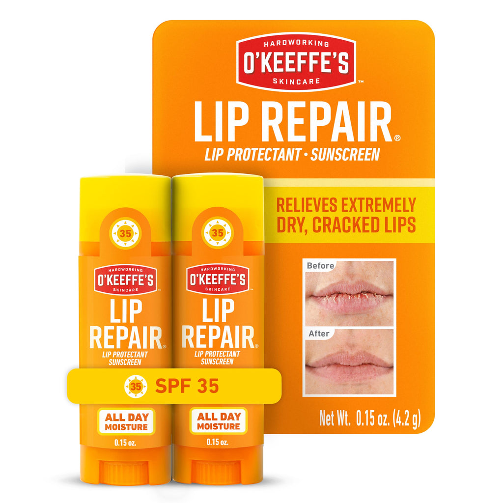 O'Keeffe's Lip Repair SPF 35 Balm, Moisturizer for Cracked, Dry Lips | Heals and Relieves, Long-Lasting Hydration, Contains Aloe, Hypoallergenic Formula