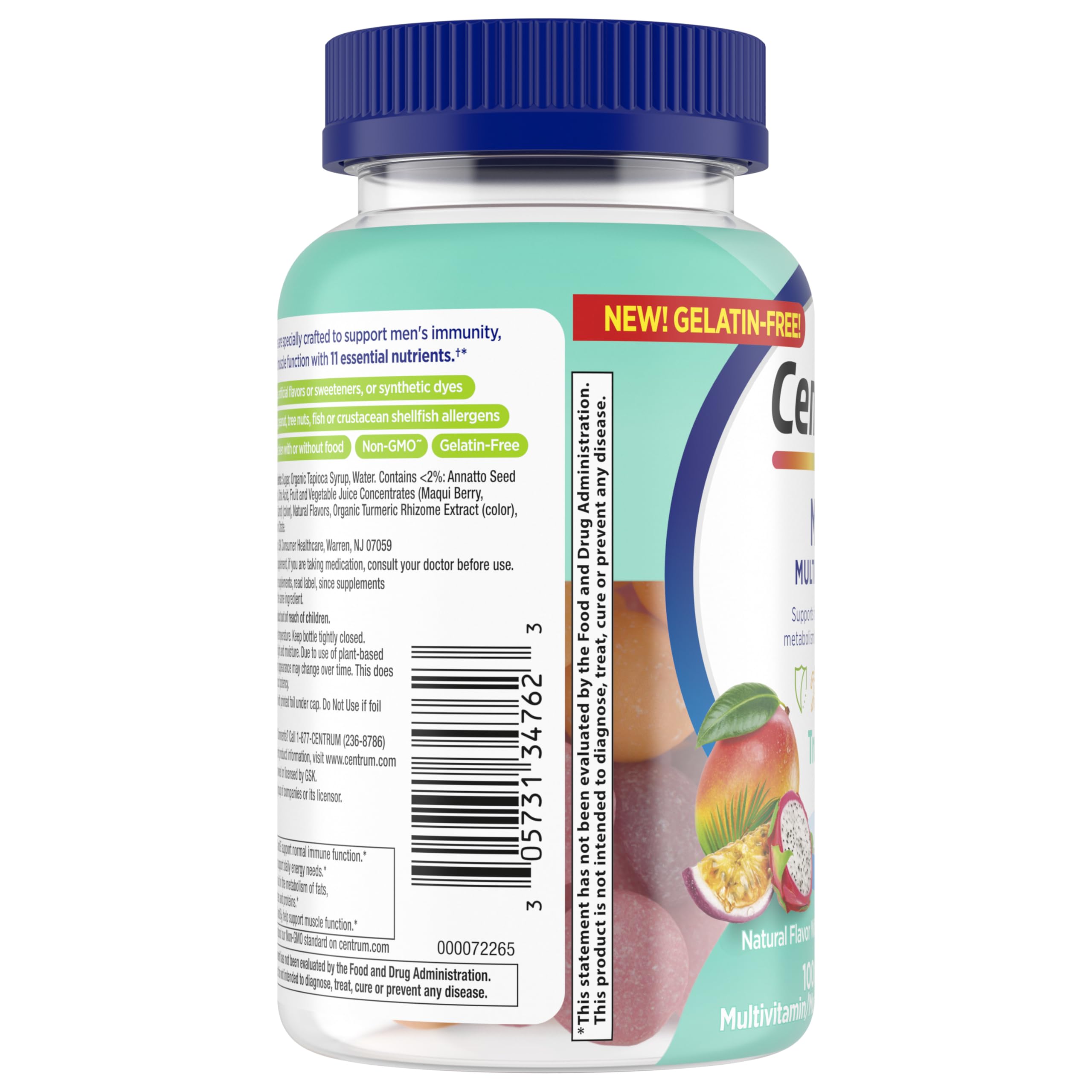 Centrum MultiGummies for Men 18 and Over, 100 Count | Contains Vitamin D3, B Vitamins and Antioxidants, Gluten Free, Non-GMO Ingredients, GLP-1 Support