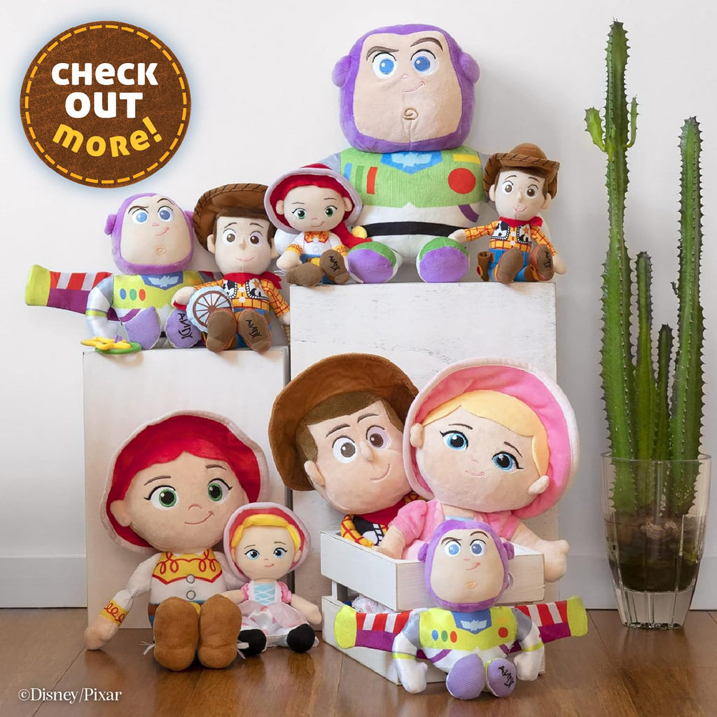 Disney Toy Story Bullseye Activity Toy – Plush Baby Sensory Toy with Teethers, Rattle, Crinkle Textures and On the Go Clip for Infants and Toddlers
