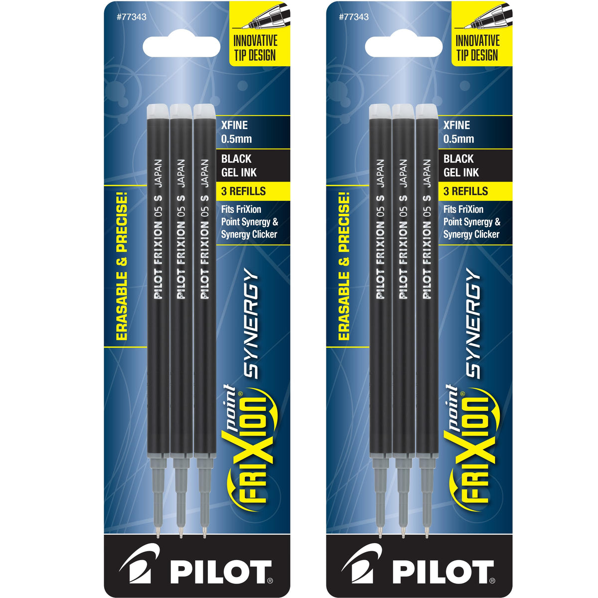 PILOT FriXion Point Erasable Gel Ink Refills, Extra Fine Point, 0.5mm, Black Ink, 6 Refills
