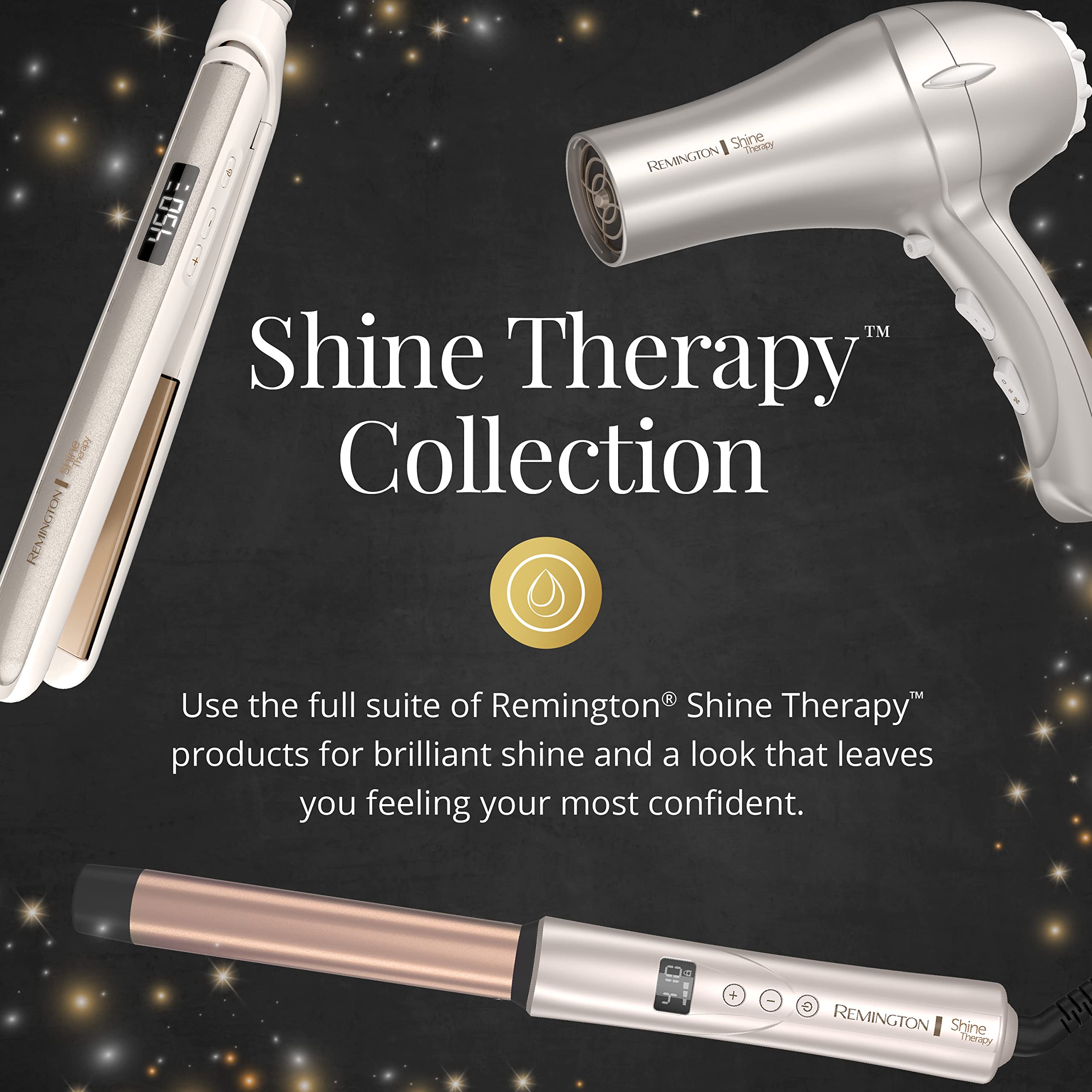 Remington Shine Therapy Curling Wand, 1 Inch, Argan Oil & Keratin | Argan Oil and Keratin infused, Straight Barrel for Loose Waves, Includes Heat Glove, Ceramic Technology for Smooth Shine