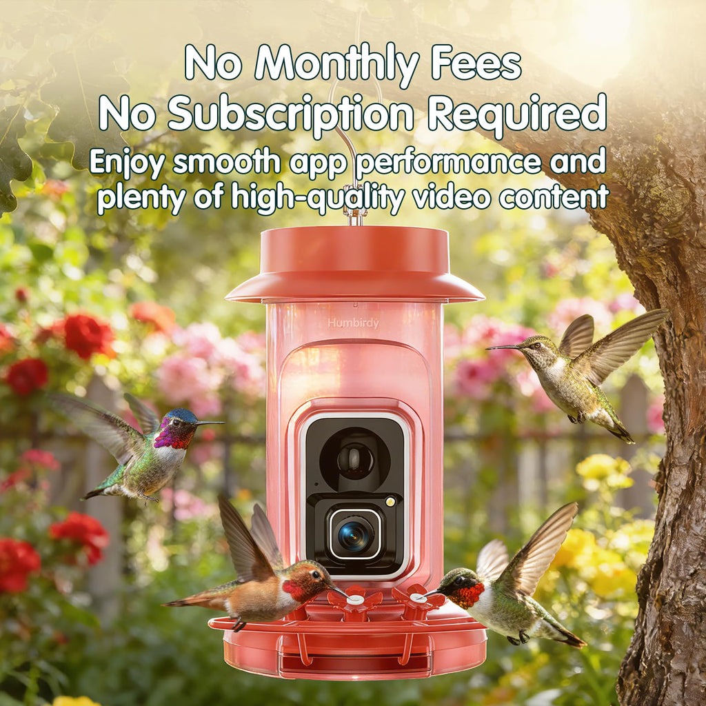 4K Hummingbird Feeder with Camera,No Subscription,Solar Powered