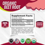 Toplux Organic Beet Root Powder Tablets - 2040mg Natural Nitric Oxide Beets to Support, Energy, Black Pepper Better Absorption, Non-GMO, for Men Women, 90 Tablets