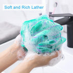 Buy now AmazerBath Loofah Sponge 60g/Piece, Exfoliating Bath Sponge Body Scrubber - Loofa Set of 4 Flower Color (Green-Purple) at indiglob india