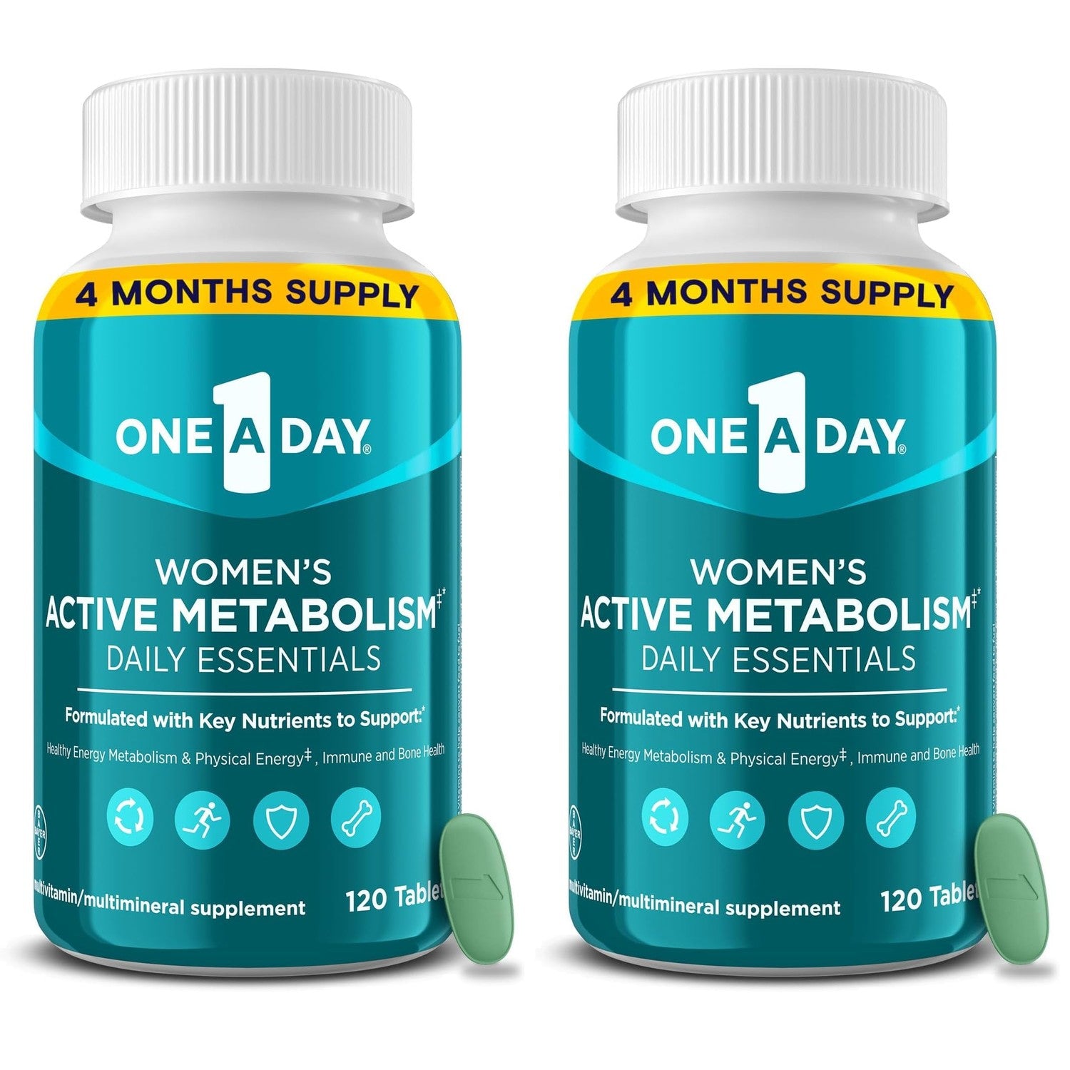 One A Day Women's Active Metabolism Daily Essential, Multivitamin for Women, Metabolism Support, Vitamins for Women with All 8 B-Vitamins, Vitamin D, Magnesium & More,120 Count