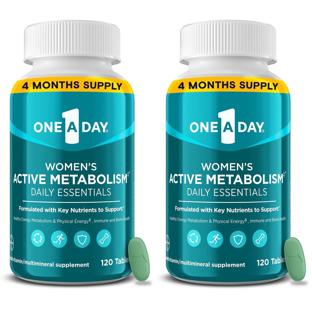 One A Day Women's Active Metabolism Daily Essential, Multivitamin for Women, Metabolism Support, Vitamins for Women with All 8 B-Vitamins, Vitamin D, Magnesium & More,120 Count