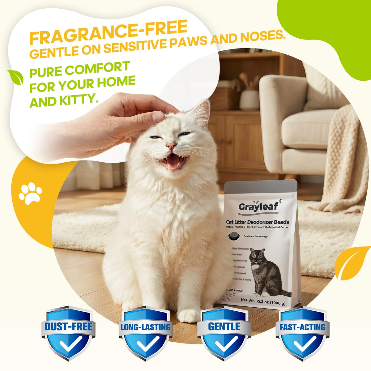 Grayleaf® Unscented Cat Litter Deodorizer, 35.2oz Dust-Free Odor Eliminator
