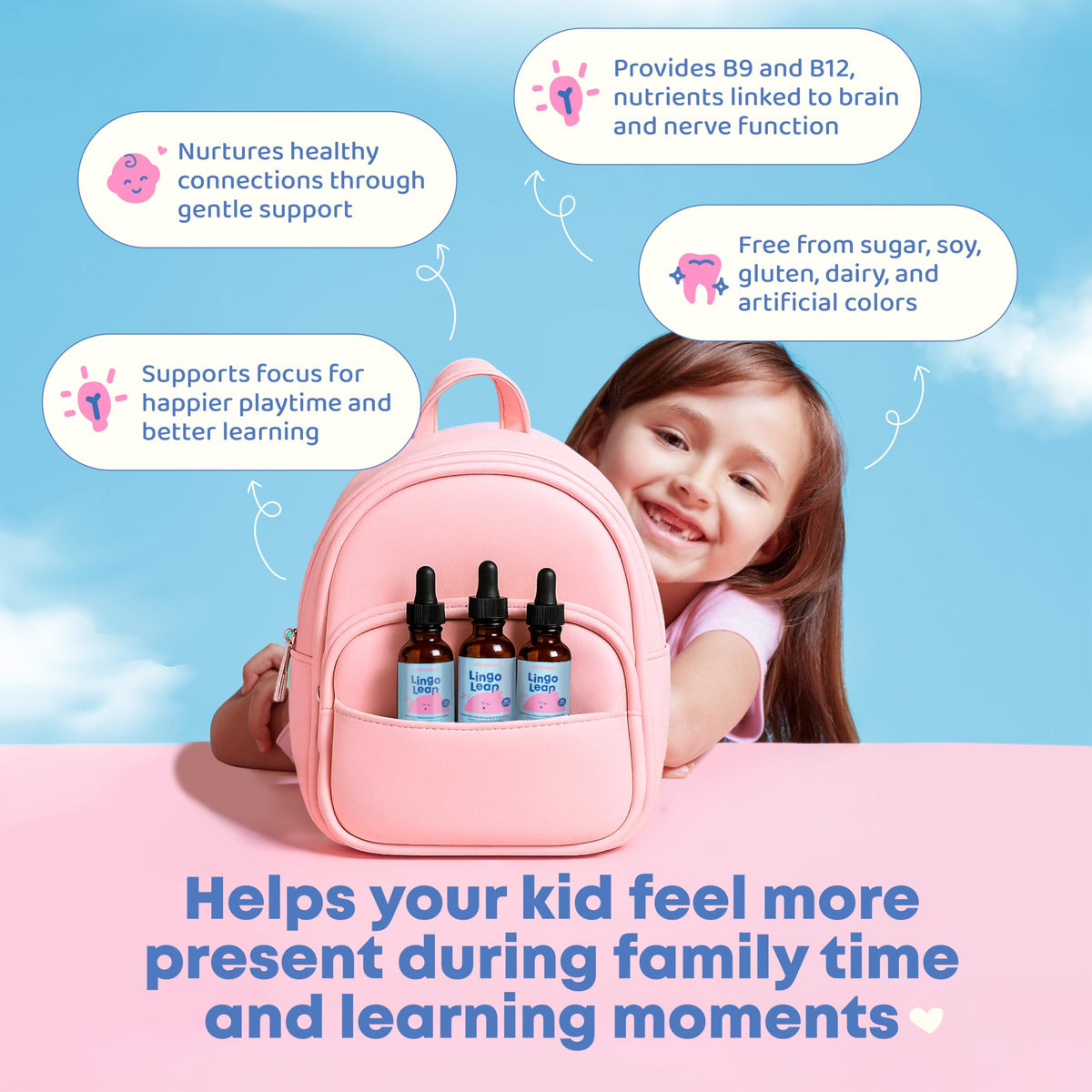 JoySpring LingoLeap Kids Methylfolate B9 Drops, Grape, 30 Servings