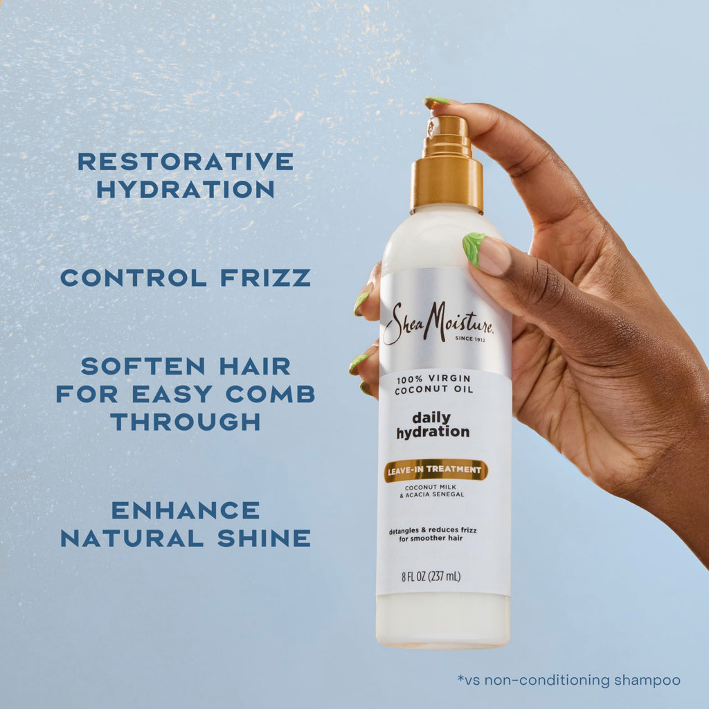 Shea Moisture 100% Virgin Coconut Oil Leave-in Treatment, 8 Ounce | For dry hair and curls - hydrates, softens, detangles, and improves manageability with 100% Virgin Coconut Oil.