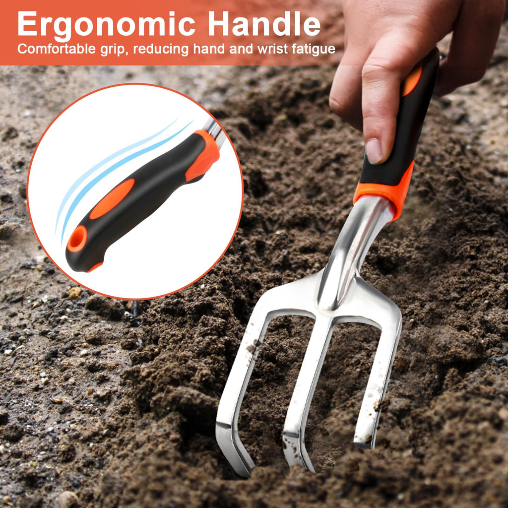 Hand Rake Garden Tool, Heavy Duty Hand Cultivators for Gardening, Small Garden Claw Tool Garden Handrake with Ergonomic Handle, Weed Rake Cultivator Tool for Cultivating, Loosening, Weeding