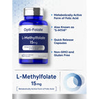 Carlyle L Methylfolate 15mg | 60 Capsules | Max Potency | Optimized and Activated | Non-GMO, Gluten Free | Methyl Folate, 5-MTHF | by Opti-Folate
