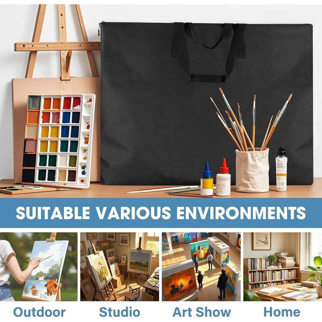 Buy now ZKOO Large Size Art Portfolio Bag, Light Weight Art Canvas Portfolio Case with Nylon Shoulder Strap, Carrying Storage Case for Artwork, Poster, Sketching, and Drawing (Compatible 24 * 36 Inch-Black) at indiglob india
