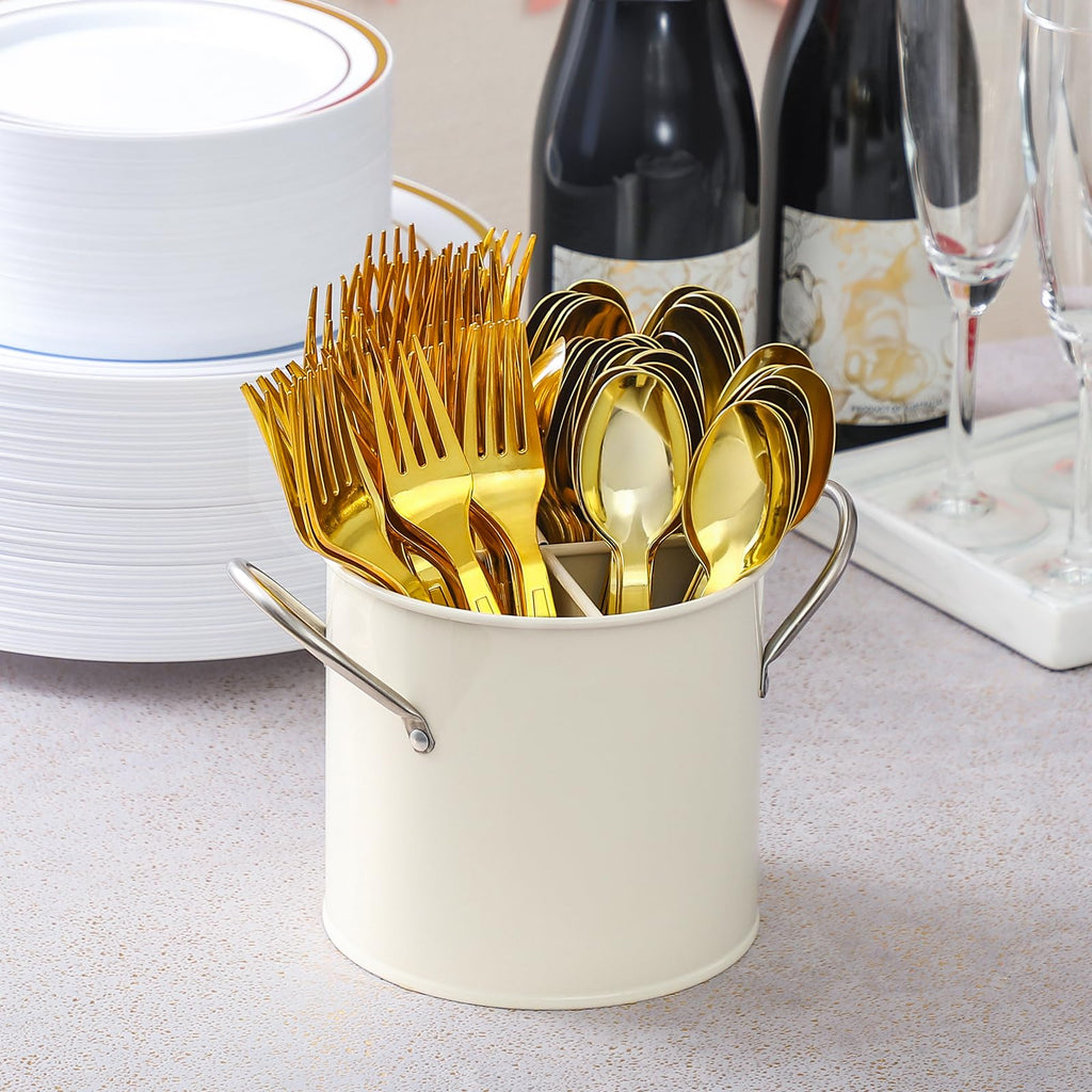 100 Pcs Gold Plastic Forks, Disposable Plastic Forks, Plastic Utensils for Parties, Weddings, Picnics, Big Event, Daily Use - BPA FREE