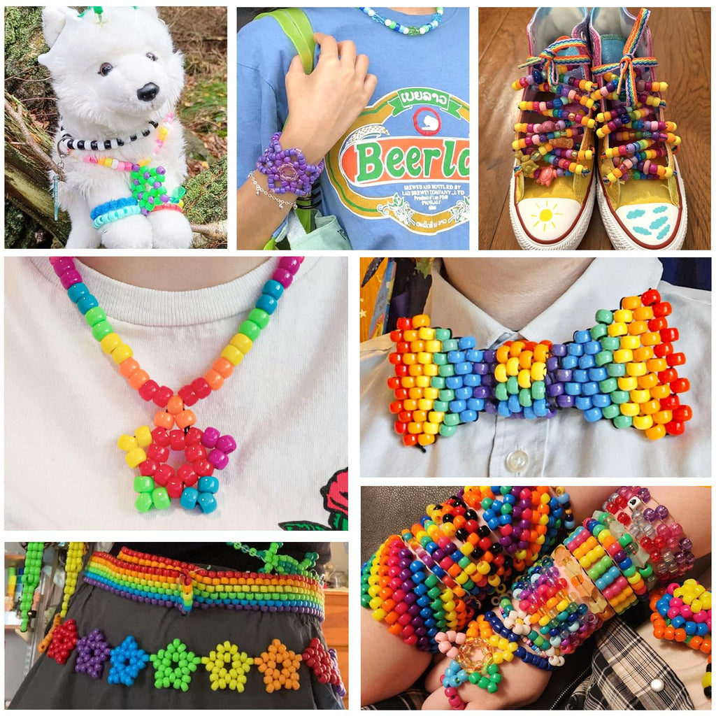 4800PCS Pony Beads Bulk, 24 Colors Kandi Rave Beads for Bracelet Making