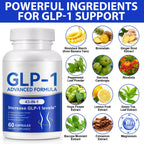 GLP-1 Supplement for Women & Men, 43-in-1 Natural Complex to Boost GLP-1 Levels, Support Appetite Control, Satiety, Metabolism & Digestive Health, Probiotic Nutritional Supplements - 60 Capsules