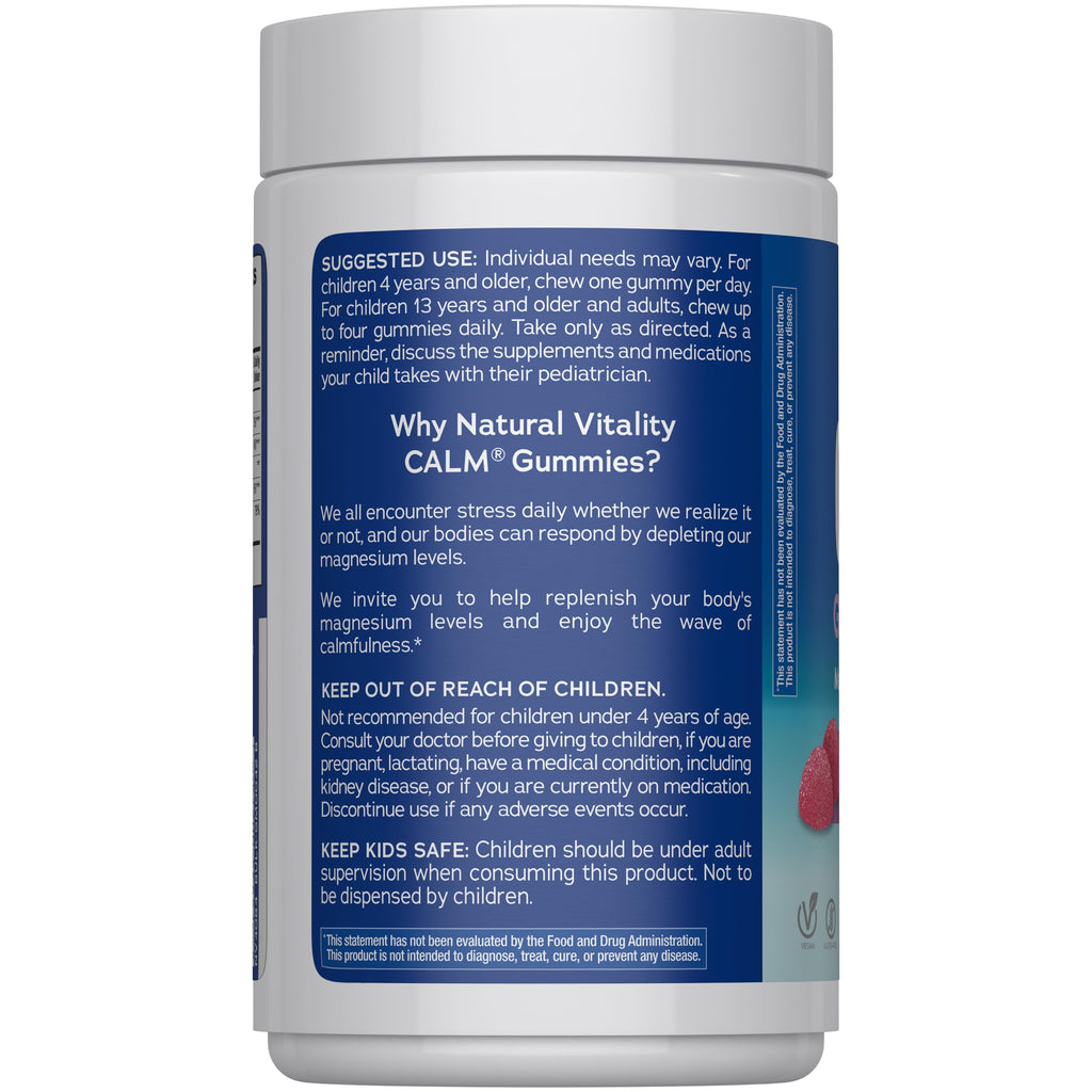 Natural Vitality Calm Magnesium Gummies | 330mg Per Serving | Raspberry Lemon Flavored Supplement | Gluten-Free & Vegan | 240 Count