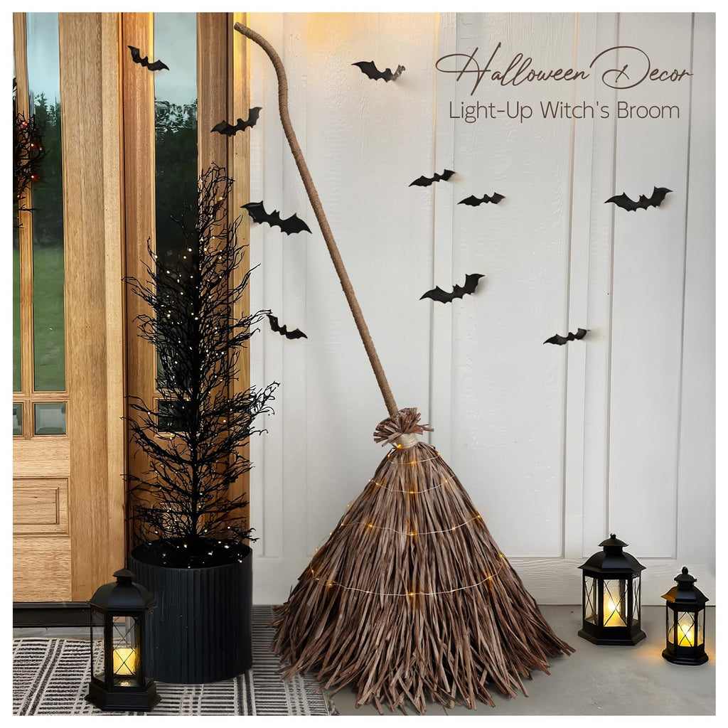 Halloween Decorations - 5.5 Ft Giant Light-Up Witches Broom