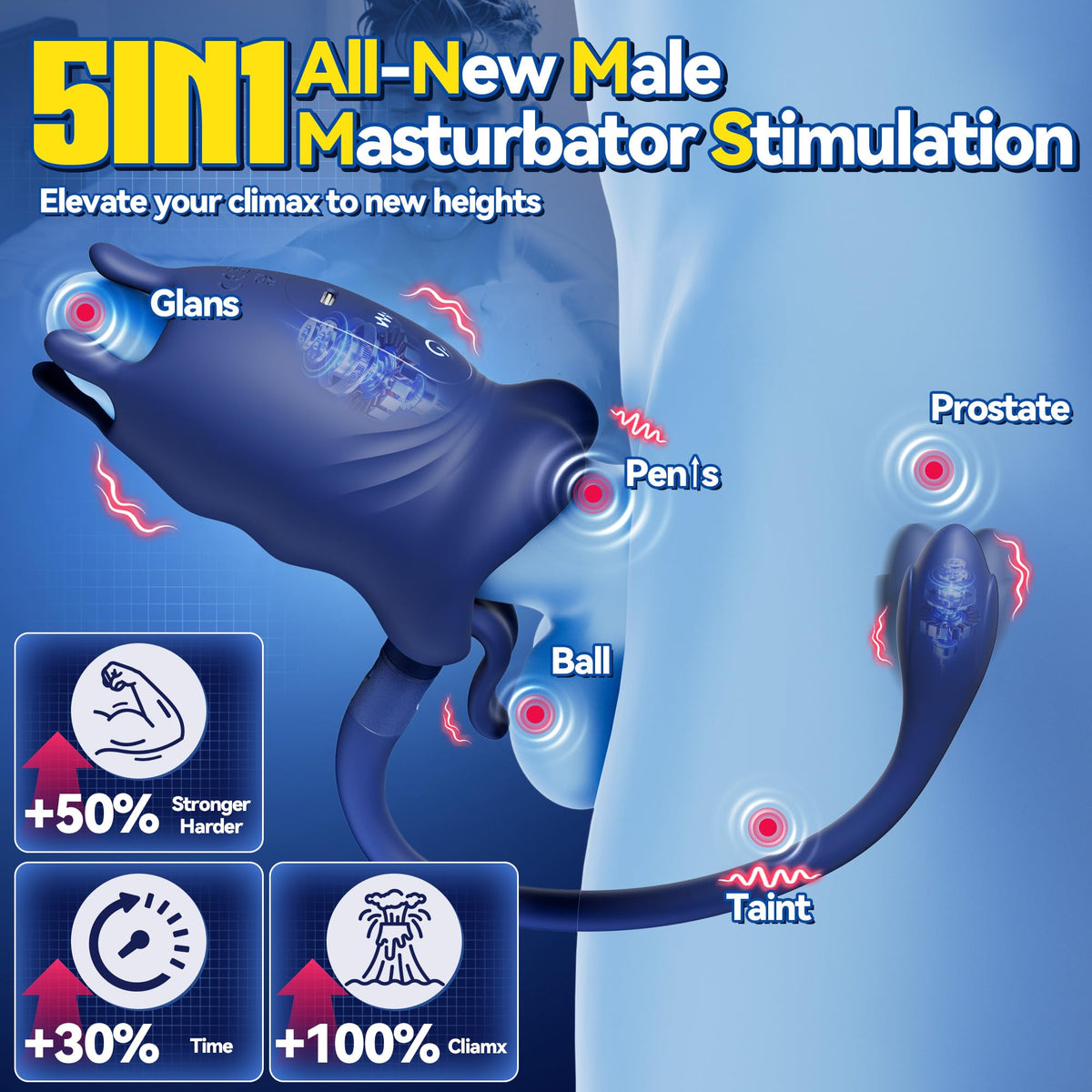 Male Masturbator Sex Toys for Men with Detachable Butt Plug