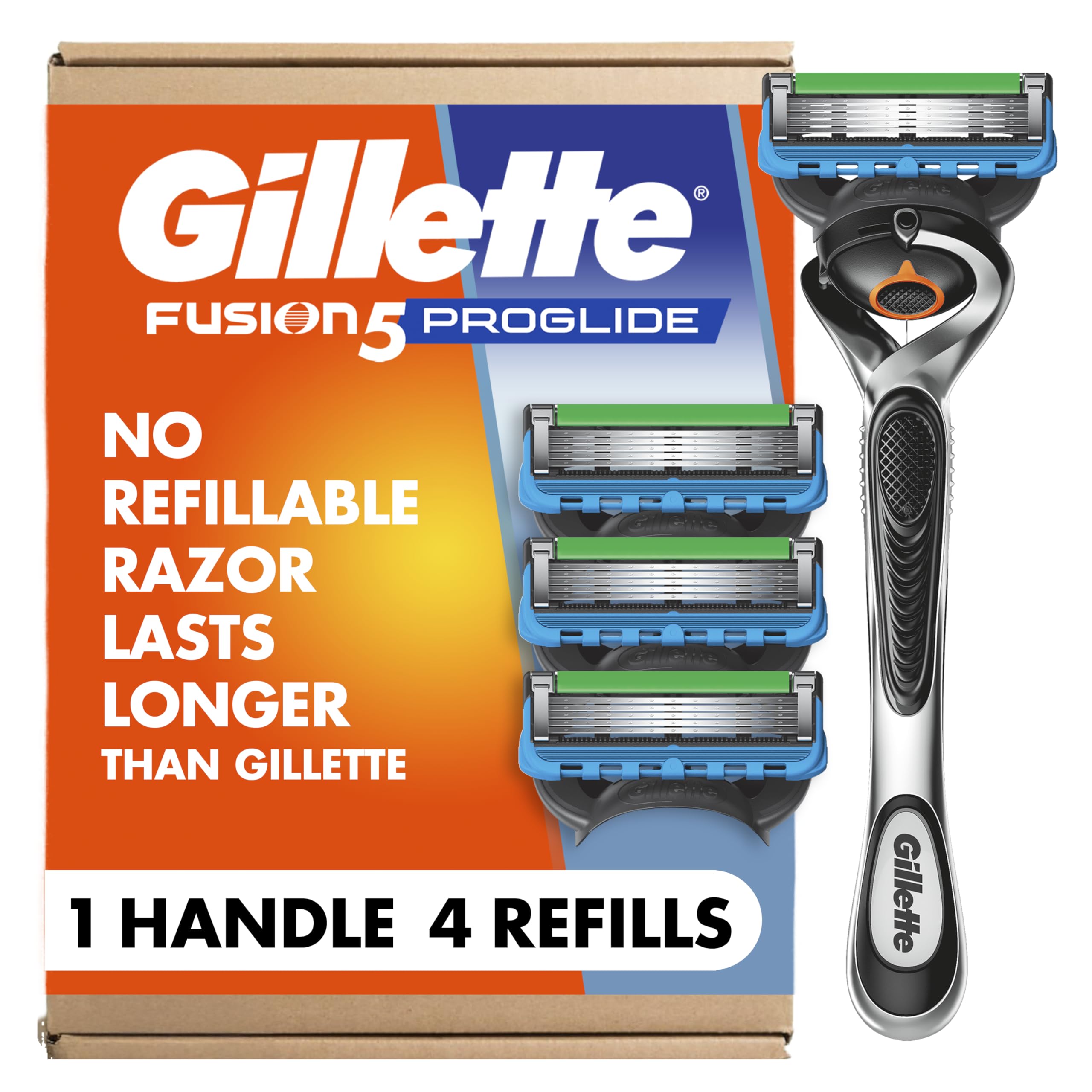 Gillette Fusion ProGlide Shaving Razor for Men, 1 Handle + 4 Blade Refills