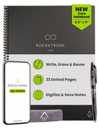 Buy now Rocketbook Core Reusable Spiral Notebook, Letter Size 8.5x11, Black - Dotted Pages, App-Connected, Erasable, Durable Cover, Ideal for School, Work, and Creative Projects at indiglob india