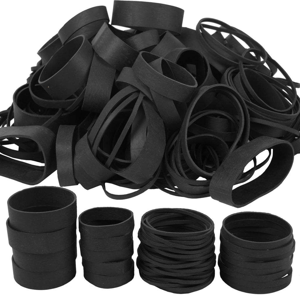 Rubber Bands Assorted Sizes Black Elastic Bands for Office Supplies 0.5lbs
