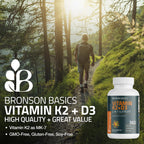 Bronson Vitamin K2 D3 (MK7) Supplement 2-in-1 D3 & K2 Complex, 120 Tablets | Bone, Immune & Heart Health Support, Gluten-Free, Soy-Free, Non-GMO, Vitamin D3 5000 IU (125 mcg) & 90 mcg K2 MK-7
