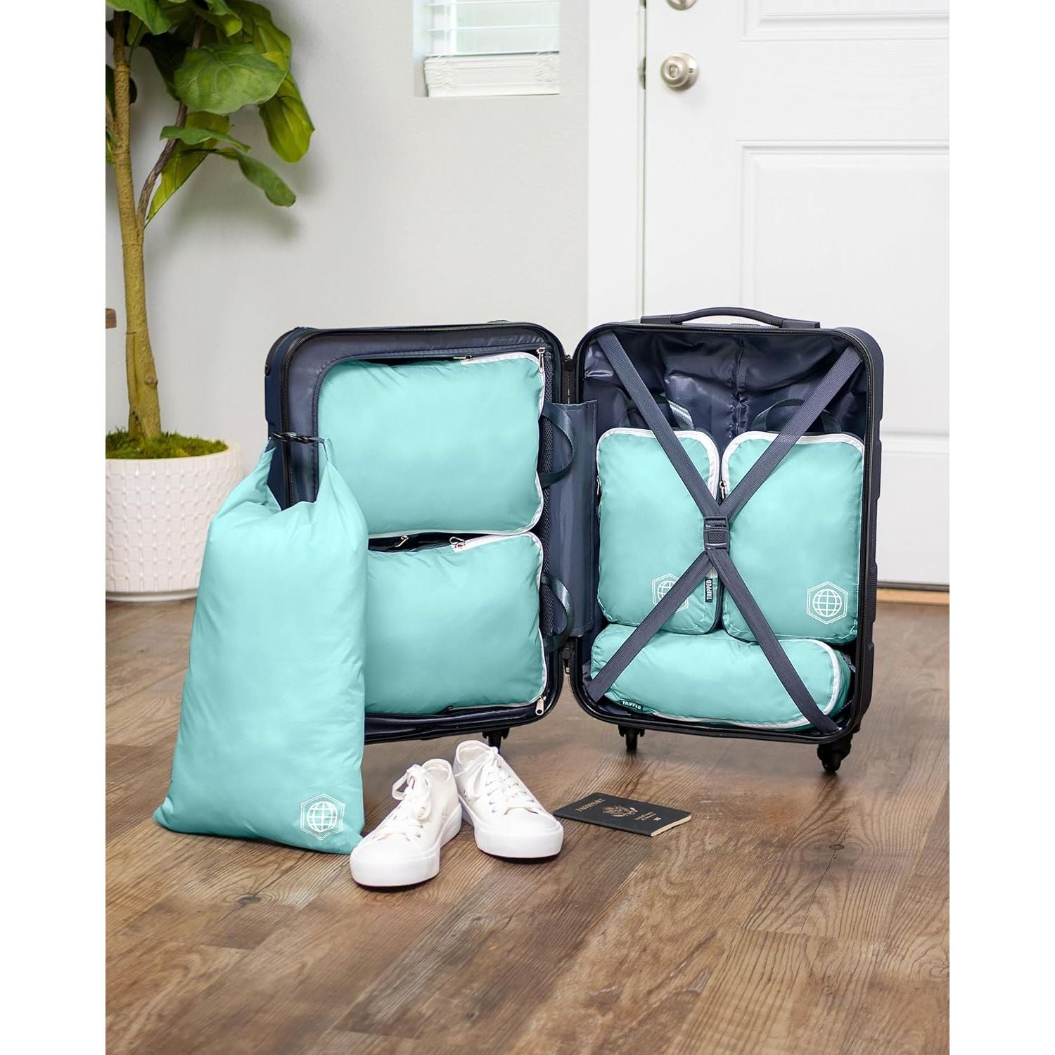 Buy now Compression Packing Cubes Set for Travel - Lightweight, Durable Clothes Organizer for Carry-On Luggage and Suitcases by TRIPPED Travel Gear at indiglob india