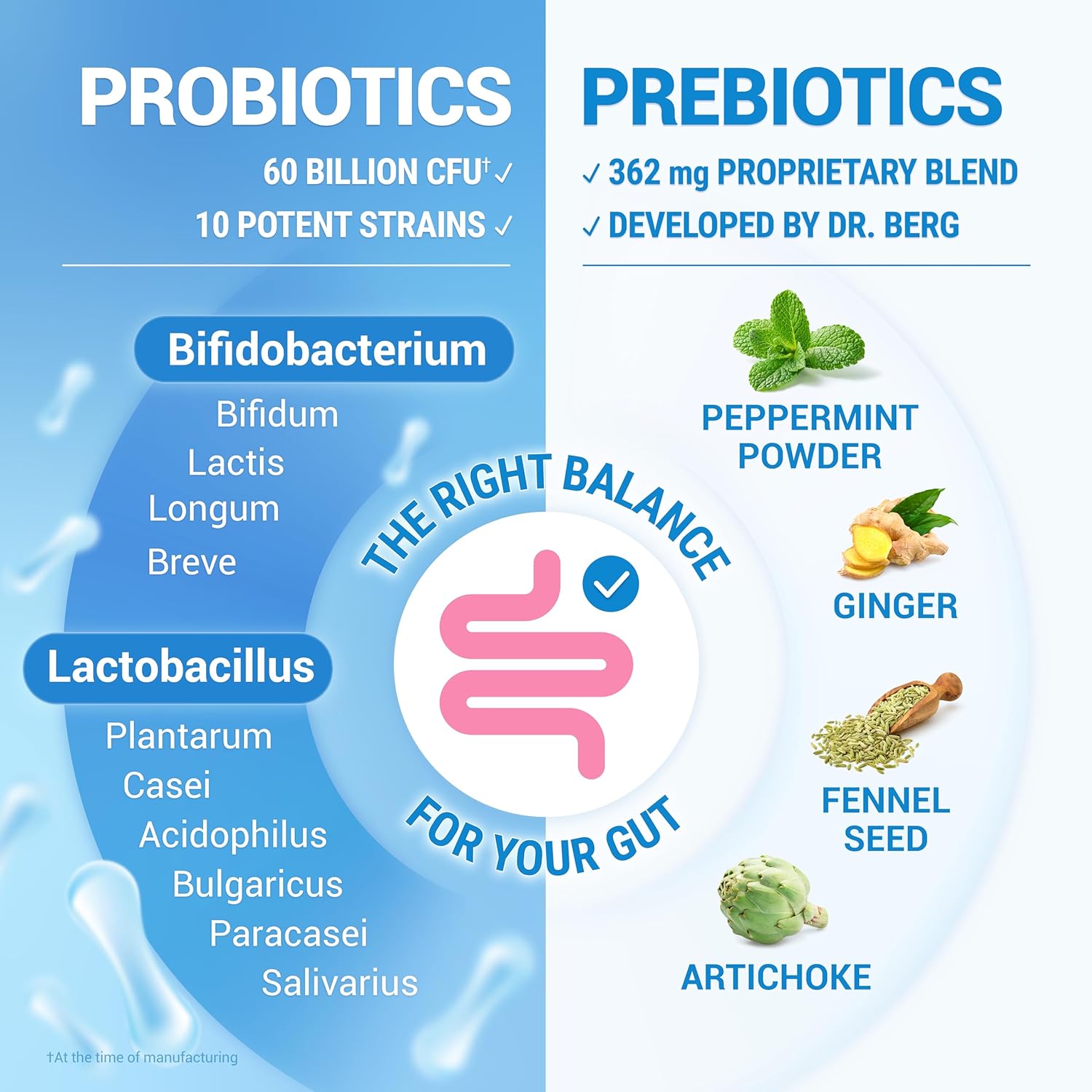 Buy now Dr. Berg Probiotic Supplement (60 Billion CFUs) - Helps Ease Occasional Constipation, Diarrhea, Gas & Bloating* - Pre and Probiotics for Digestive Health - 30 Probiotic Capsules at indiglob india