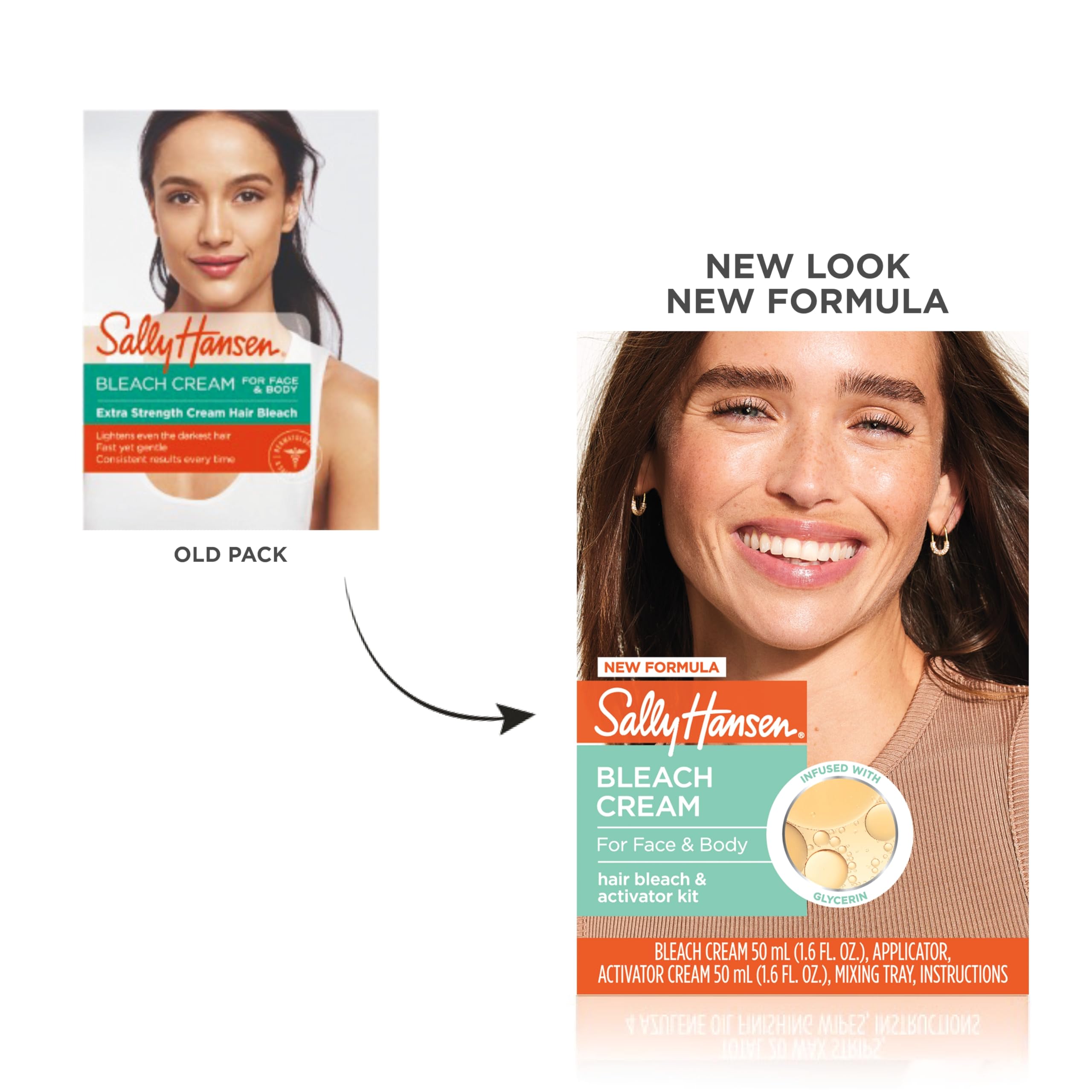 Sally Hansen Bleach Cream for Facial & Body Hair | Vegan Formula with Glycerin | All Skin Types