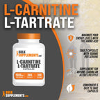 BulkSupplements.com L-Carnitine L-Tartrate Capsules - Carnitine Supplement, L Carnitine 1000mg Capsules - L-Carnitine Tartrate, Gluten Free - 2 Capsules per Serving, 360 Capsules (Pack of 1)