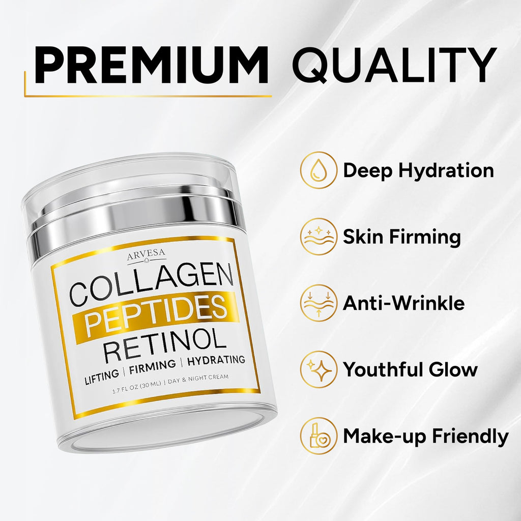 Retinol Cream for Face with Collagen Peptides - Anti-Aging Wrinkle Cream