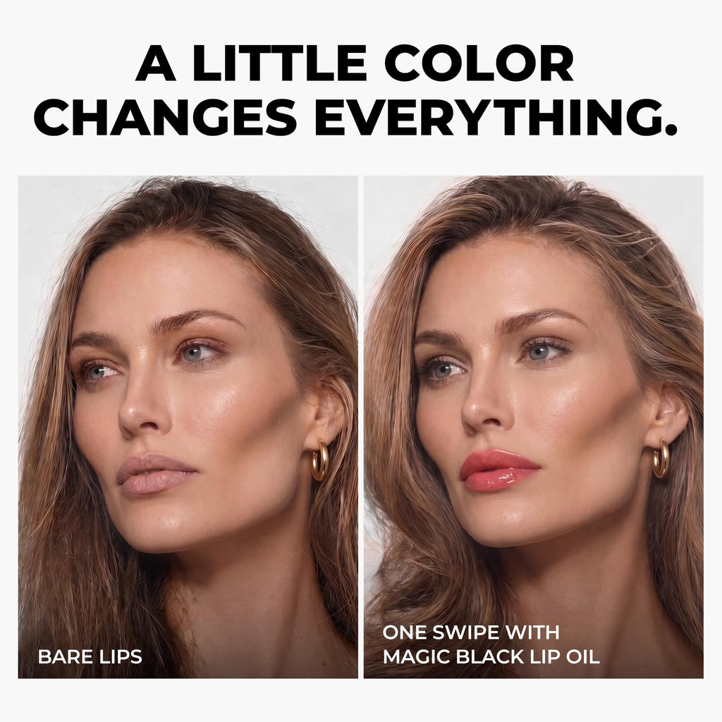 Chillab Magic Black Plumping Lip Oil 0.17oz, Hydrating Color-Adapting Tint