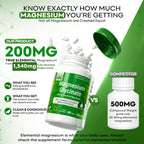 Magnesium Glycinate 1540mg | 200mg Elemental Magnesium Supplement,240 Count | 100% Pure Vegan, 3rd-Party Tested, Magnesium Supplement for Women & Men. No Oxide, Non-GMO & No Gluten, Easy-Swallow Tablets