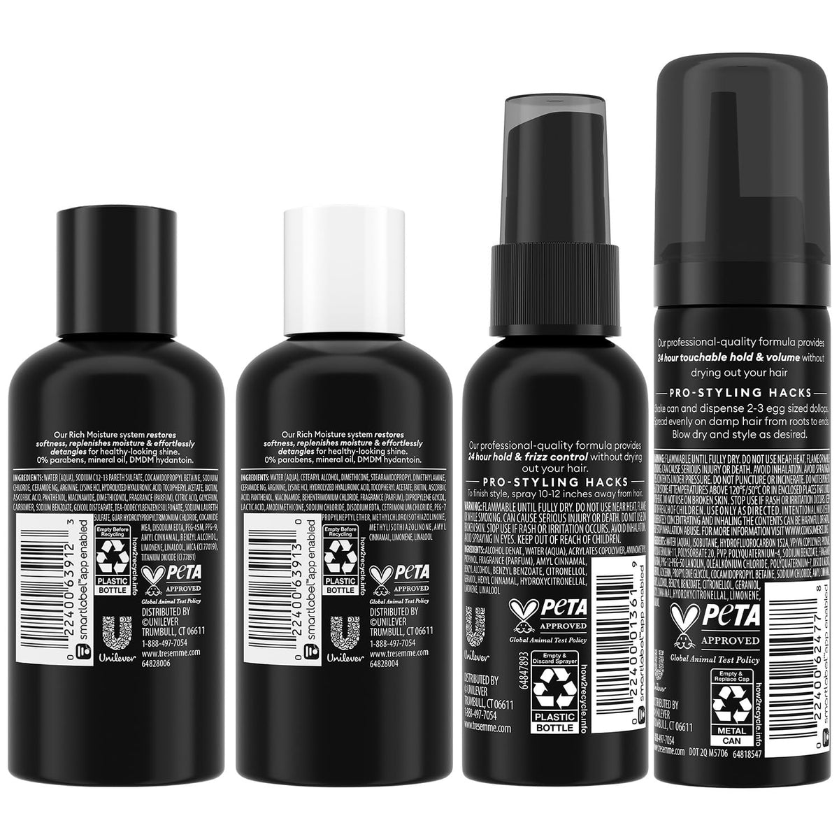 TRESemmé Travel Shampoo, Conditioner, Hairspray & Mousse Bundle