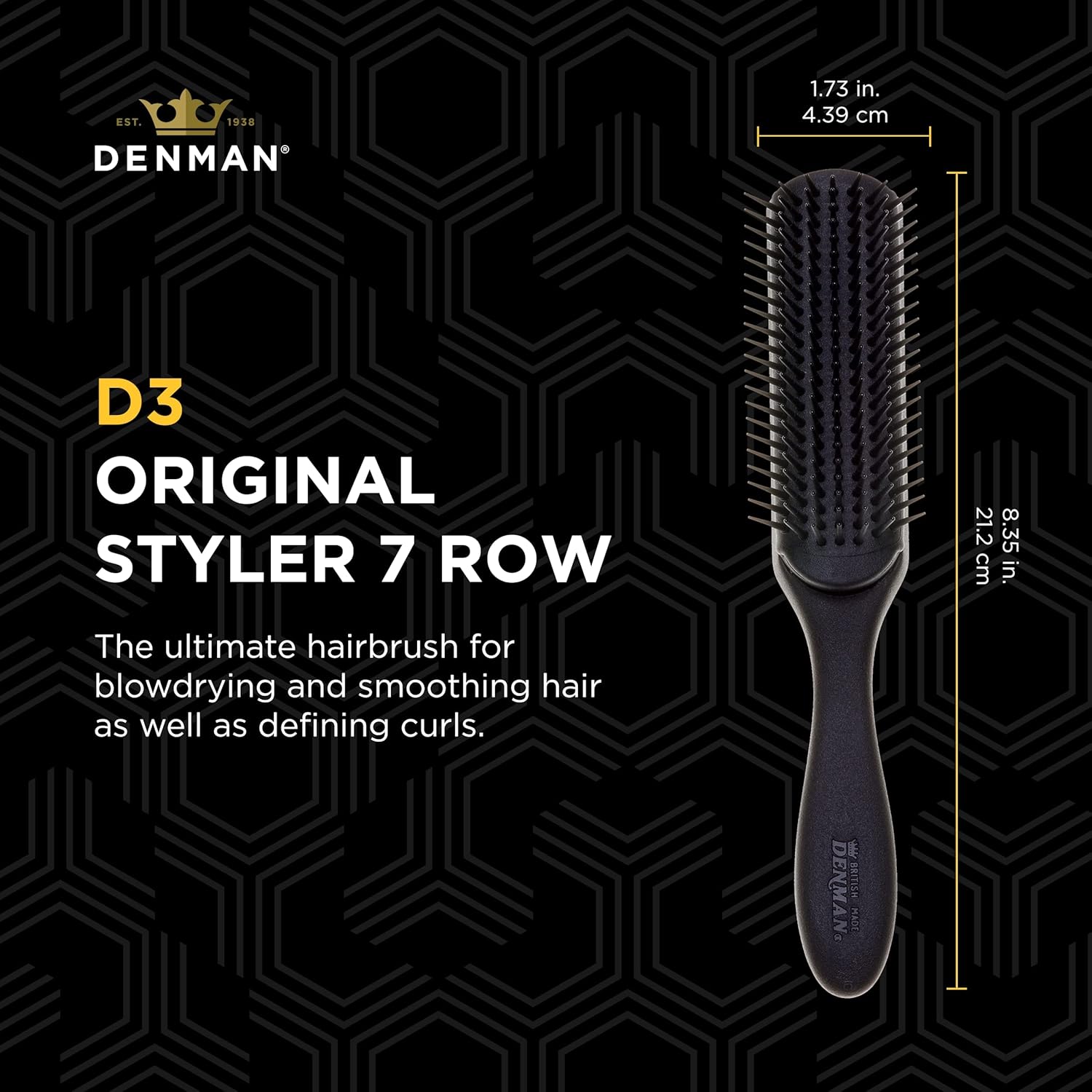 Buy now Denman D3 Original Curl Definer & Styler, Curly Hair Brush for Women & Men â€“ 7 Row Detangling & Curl Defining Brush for Smooth Defined Curls - a precision Styling Brush for straight hair at indiglob india