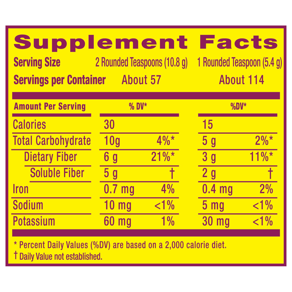 Metamucil, Daily Psyllium Husk Powder Supplement, Sugar-Free Powder, 4-in-1 Fiber for Digestive Health, No Added Sweetener, 114 teaspoons