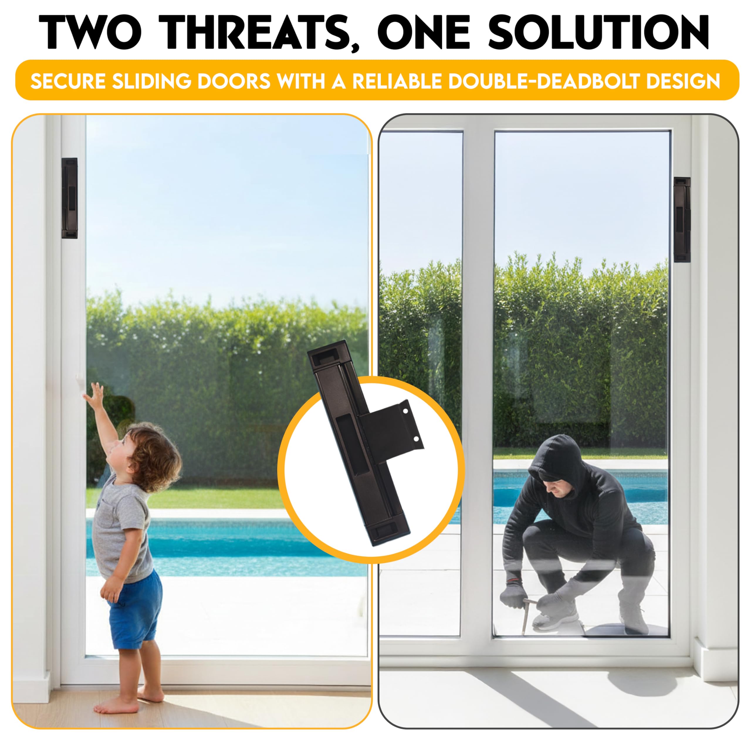 Buy now 2-Pack TOUGHBOLT Double Deadbolt Sliding Patio Door, Child Safety, Home Security Lock with 3-Receiver Latches Included - Installation Required at indiglob india