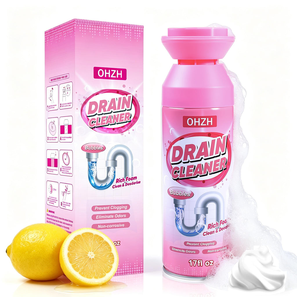 Foaming Drain Cleaner,Drain Clog Remover–Sink Cleaner and Deodorizer & Eliminates Odors, Fast Clog Removal, Safe Sink Cleaner and Deodorizer for Kitchen Sinks Bathroom Drains Tubs Showers