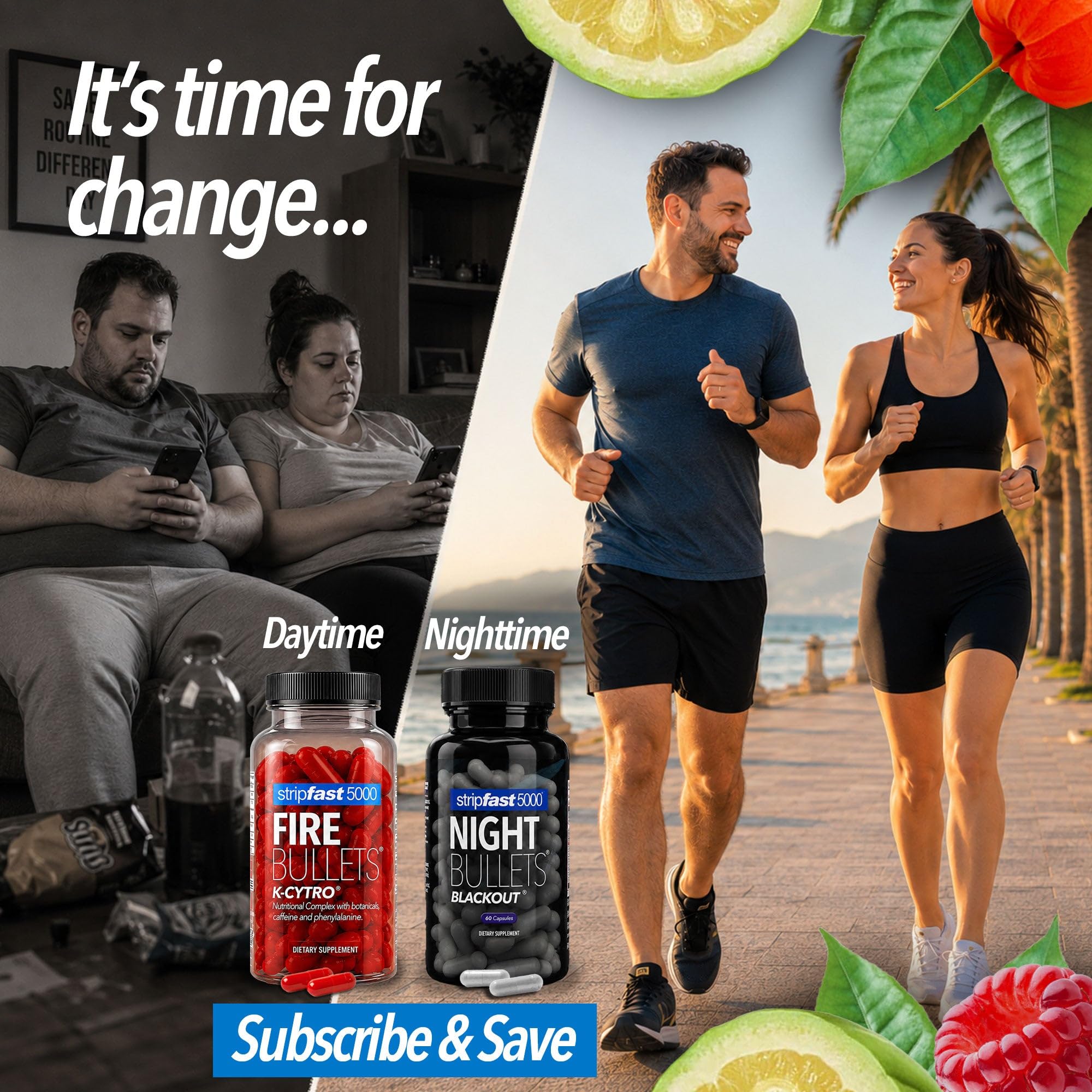 Night Bullets Weight Loss Pills for Women & Men, Stim-Free Nighttime Fat Burner, GLP-1 Support, Appetite Suppressant, Diet Pills with Ashwagandha & CLA, 60 Capsules
