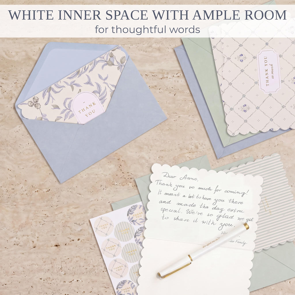 ZICOTO Beautiful Thank You Cards Set of 30 With Envelopes and Cute Stickers