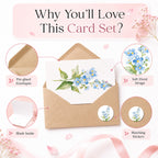 AUDREE Blank Cards with Envelopes, Watercolor Flower 50 Pack 3.5x5 inches